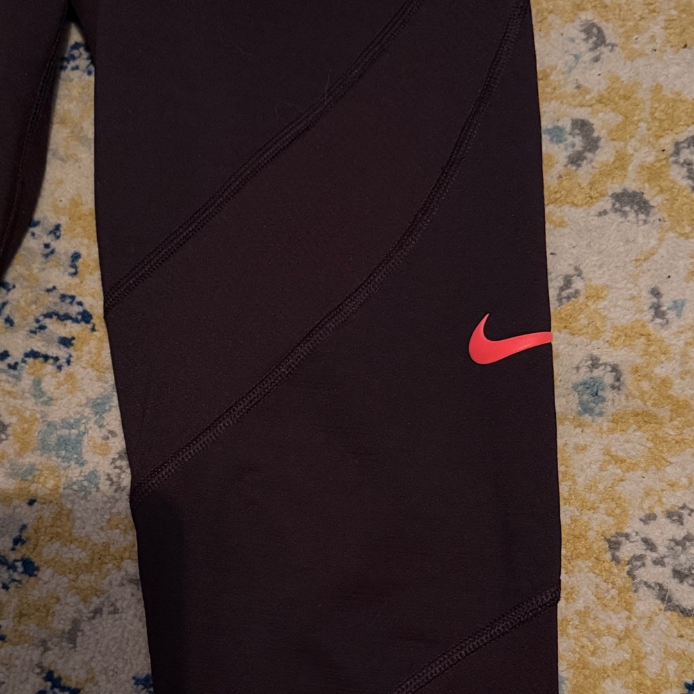 Nike Women's Magenta Hyper Warm Leggings with Pink Swoosh - Picture 2 of 3